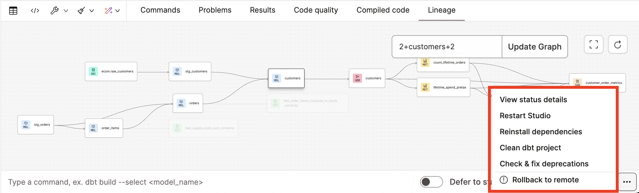 Access the Studio IDE options menu to autofix deprecation warnings